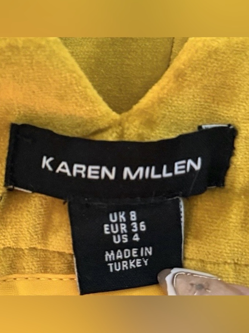 Karen Millen Soft Lined Mustard Yellow Velvet Pleated A-Line Dress Shorts Size 4 - Picture 10 of 12